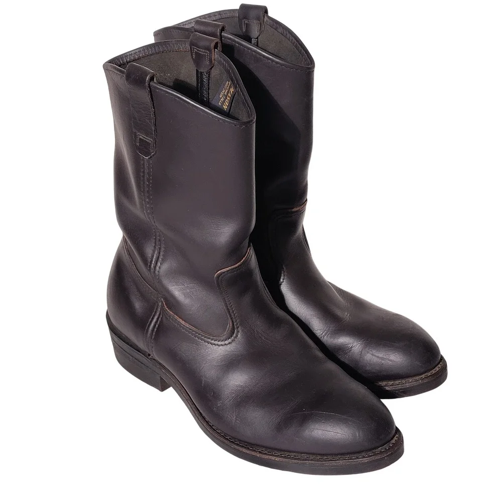 Mason Mens Vintage Leather Pull On Work Boots Dark Brown ANSI Z41.1 10.5 EE